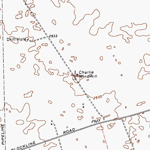 Topographic Map of Charlie Windmill, TX