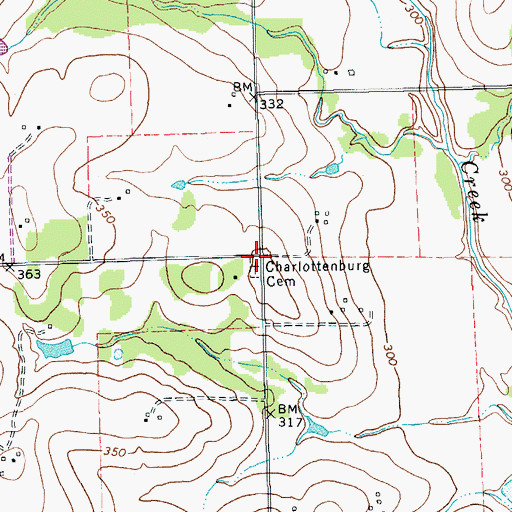 Topographic Map of Charlottenburg Cemetery, TX