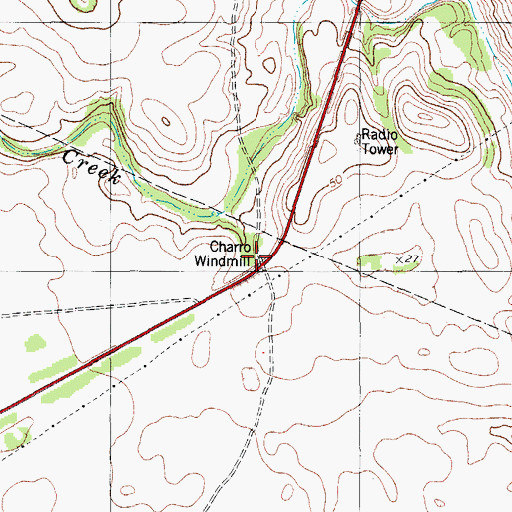 Topographic Map of Charro Windmill, TX
