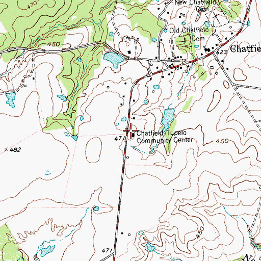 Topographic Map of Chatfield-Tupelo Community Center, TX
