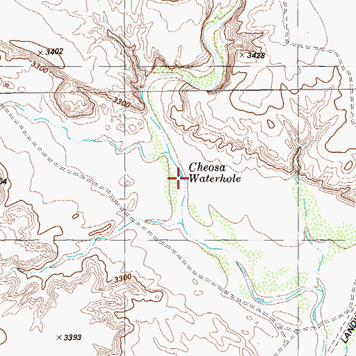 Topographic Map of Cheosa Waterhole, TX