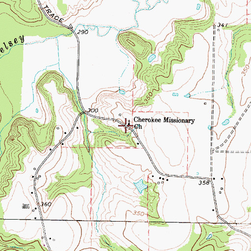 Topographic Map of Cherokee Missionary Church, TX