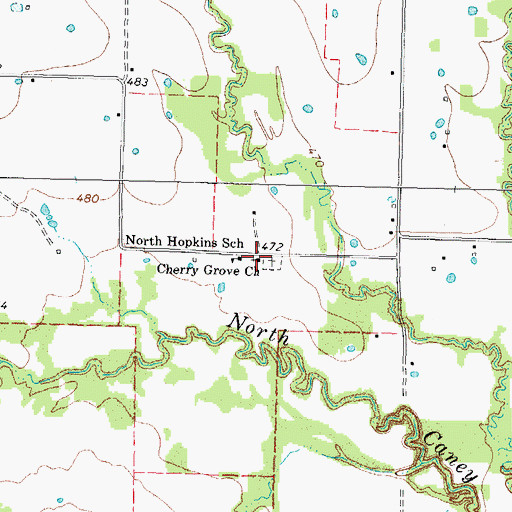 Topographic Map of Cherry Grove Church, TX