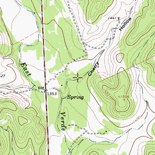 Topographic Map of Cherry Hollow, TX