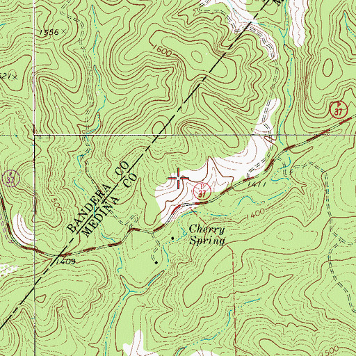 Topographic Map of Cherry Spring, TX