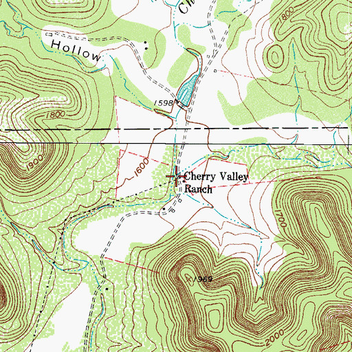 Topographic Map of Cherry Valley Ranch, TX