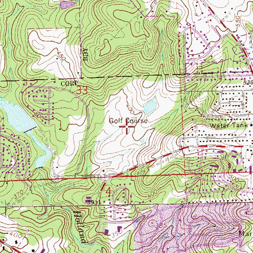 Topographic Map of Lakeview Golf Course, AL