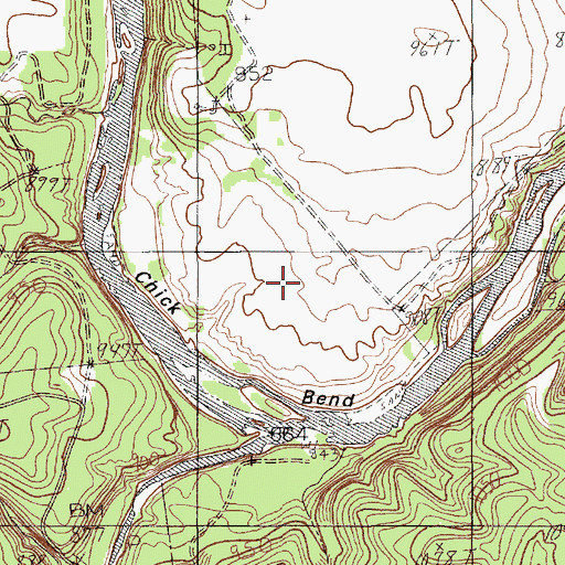 Topographic Map of Chick Bend, TX