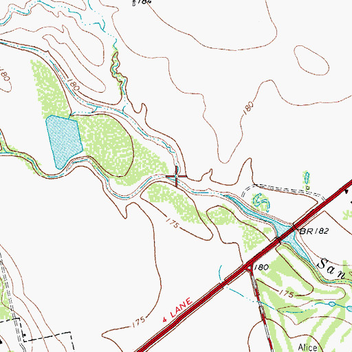 Topographic Map of Chiltipin Creek, TX