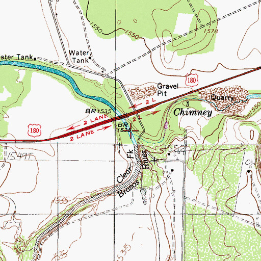 Topographic Map of Chimney Creek, TX