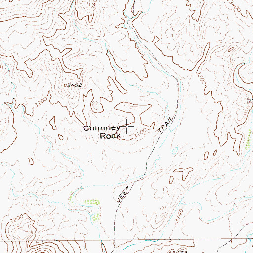 Topographic Map of Chimney Rock, TX
