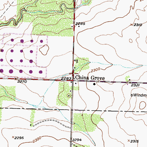 Topographic Map of China Grove, TX