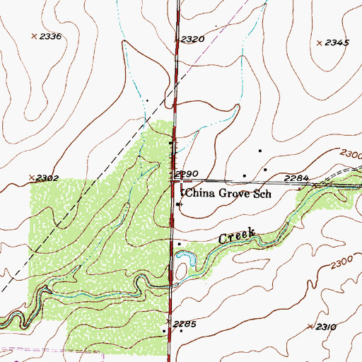 Topographic Map of China Grove School, TX