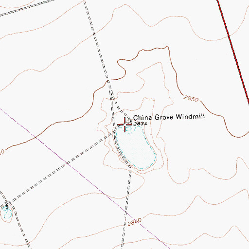 Topographic Map of China Grove Windmill, TX