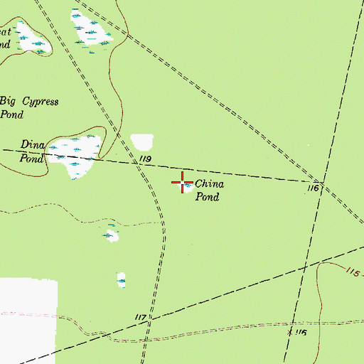 Topographic Map of China Pond, TX