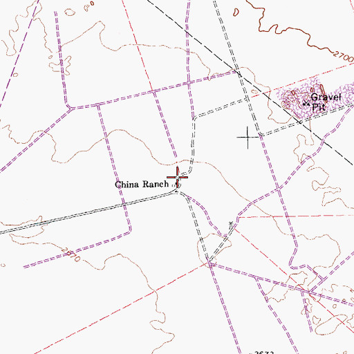 Topographic Map of China Ranch, TX
