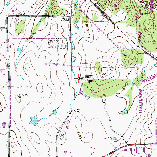 Topographic Map of Chinn Chapel, TX