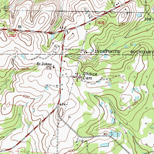 Topographic Map of Choice Cemetery, TX