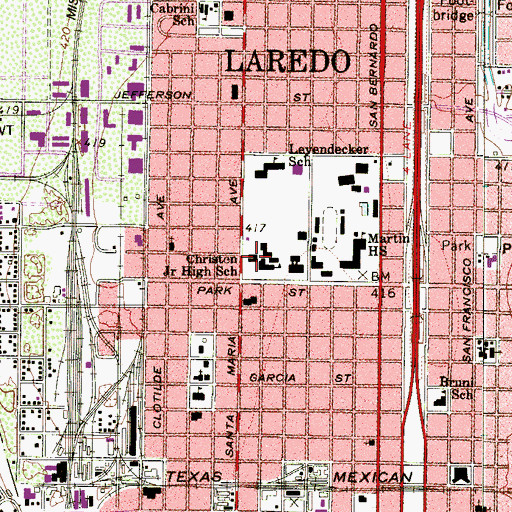 Topographic Map of Christen Junior High School, TX