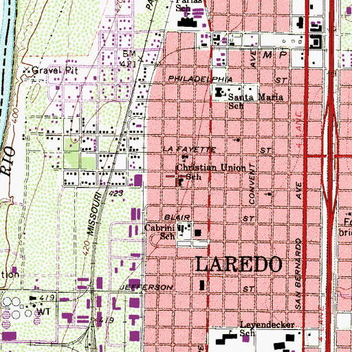 Topographic Map of Christian Union School, TX