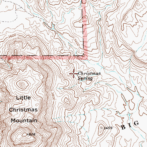 Topographic Map of Christmas Spring, TX