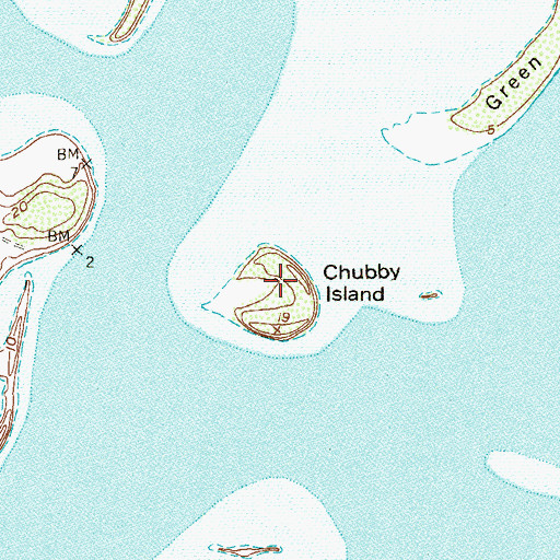 Topographic Map of Chubby Island, TX
