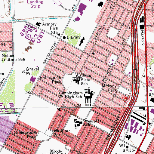 Topographic Map of Chula Vista School, TX