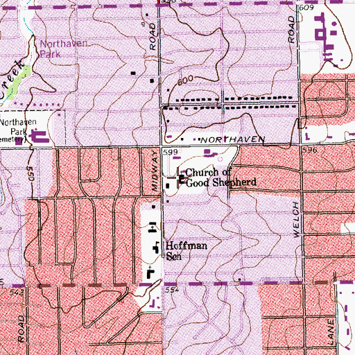 Topographic Map of Church of Good Shepherd, TX