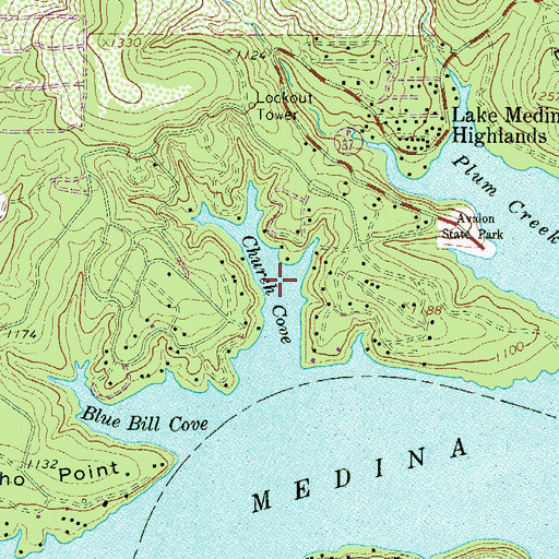 Topographic Map of Church Cove, TX
