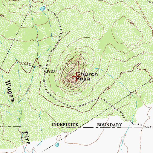 Topographic Map of Church Peak, TX