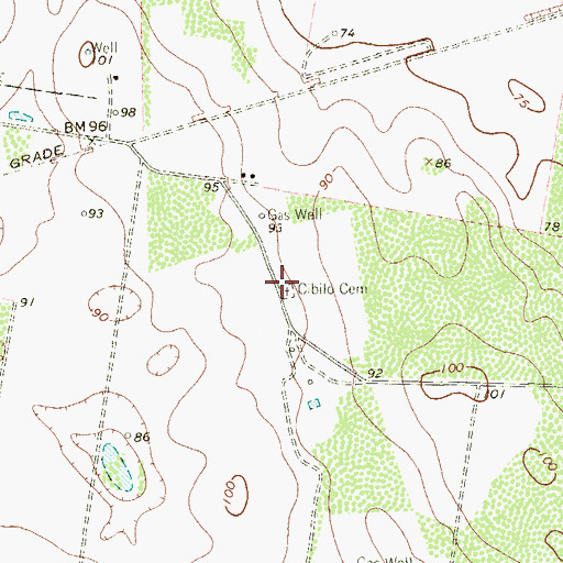 Topographic Map of Cibilo Cemetery, TX