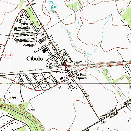 Topographic Map of Cibolo, TX