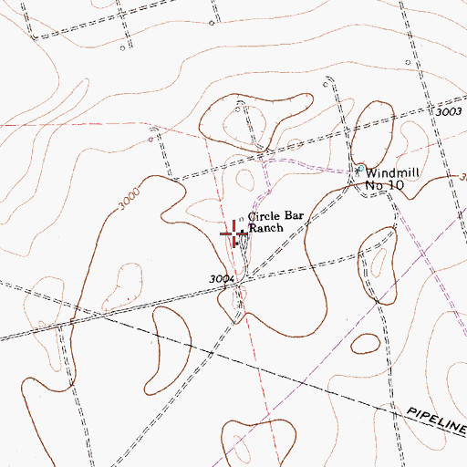 Topographic Map of Circle Bar Ranch, TX