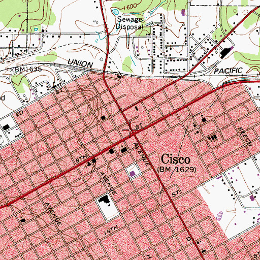 Topographic Map of Cisco, TX