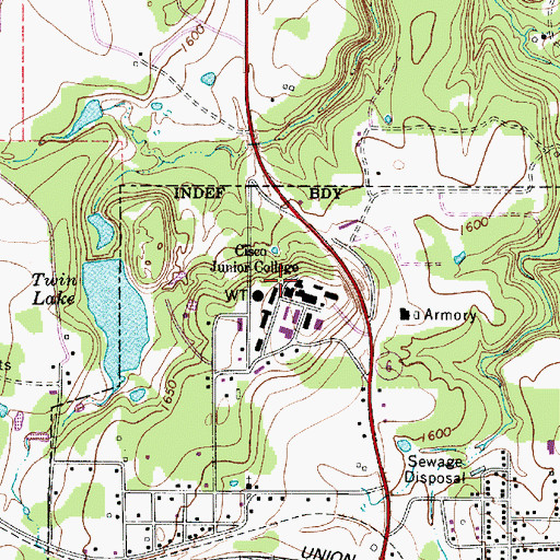 Topographic Map of Cisco Junior College, TX
