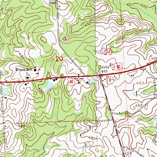 Topographic Map of Mount Airy School (historical), AL