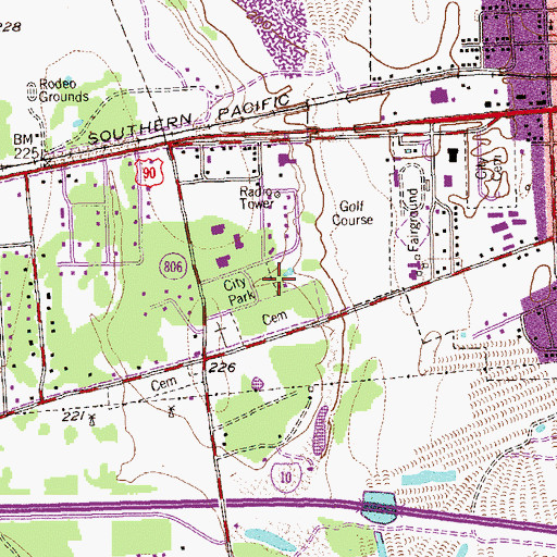 Topographic Map of City Park, TX