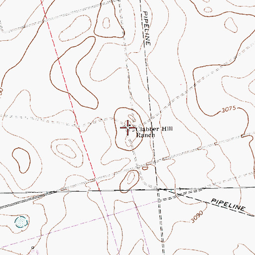 Topographic Map of Clabber Hill Ranch, TX