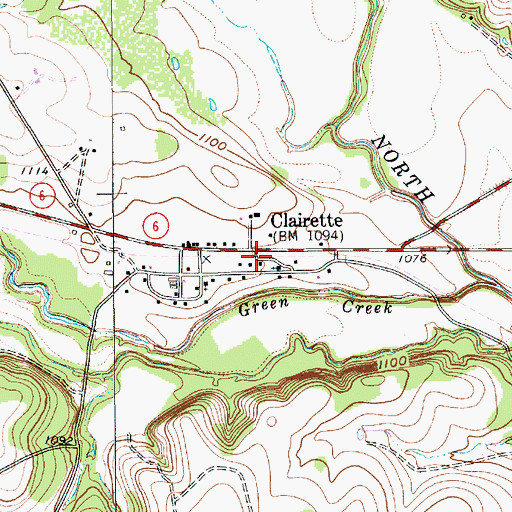 Topographic Map of Clairette, TX