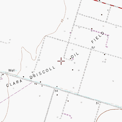 Topographic Map of Clara Driscoll Oil Field, TX