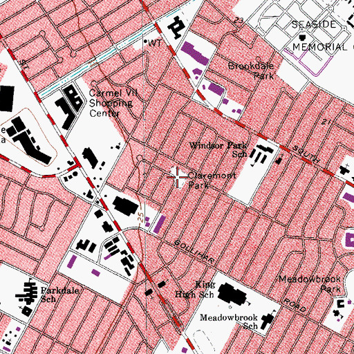 Topographic Map of Claremont Park, TX