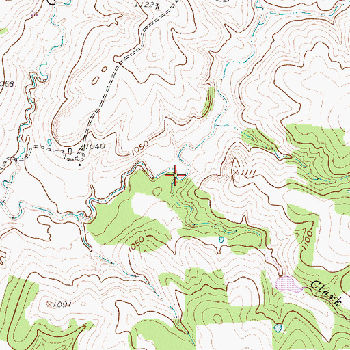 Topographic Map of Clark Branch, TX