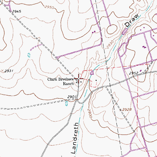 Topographic Map of Clark Brothers Ranch, TX