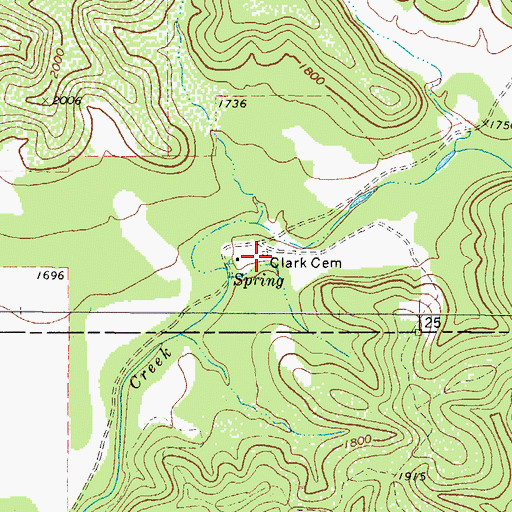 Topographic Map of Clark Cemetery, TX