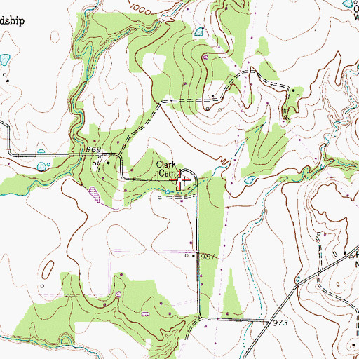 Topographic Map of Clark Cemetery, TX