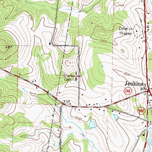 Topographic Map of Clark Cemetery, TX