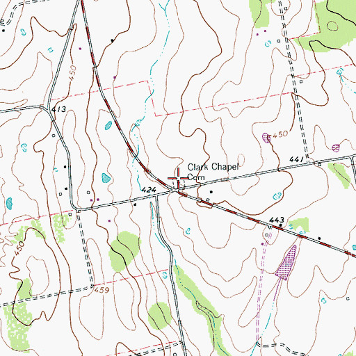 Topographic Map of Clark Chapel Cemetery, TX