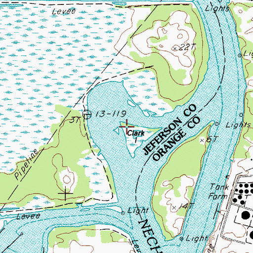 Topographic Map of Clark Island, TX