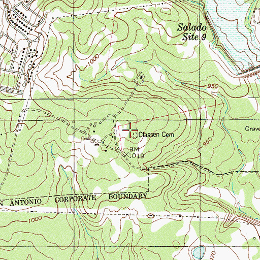 Topographic Map of Classen Cemetery, TX