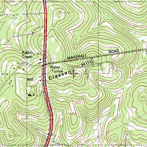 Topographic Map of Classen Hill, TX